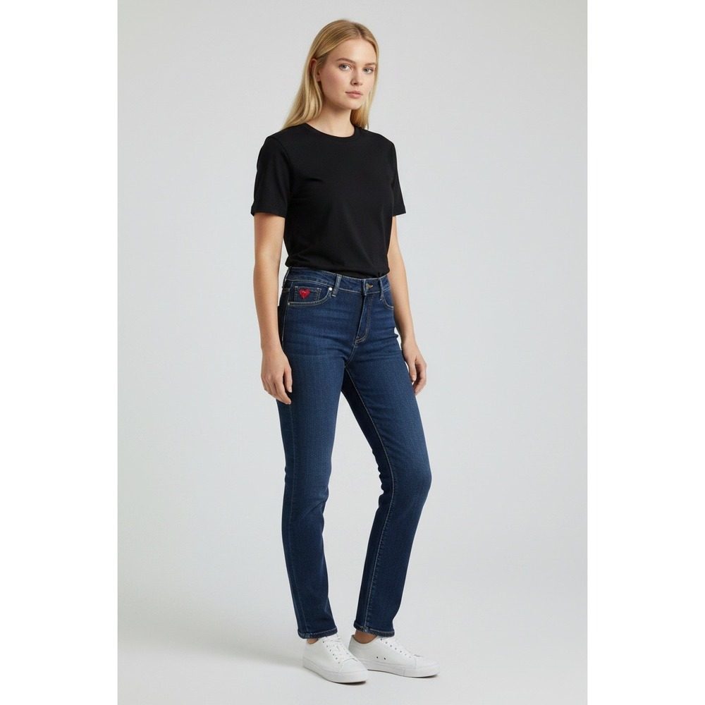 Fragile Blue Jeans Womens‎ Size 7 Dark Wash Contrast Stitch Straight Leg Denim